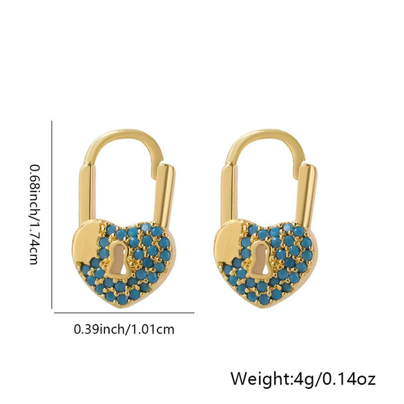 Fashion Heartshaped Brass Electroplated Real Gold Micro Inlaid Zircon Earrings For Female