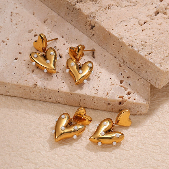 Fashion Heartshaped 18K Goldplated 316L Stainless Steel Women's Earrings