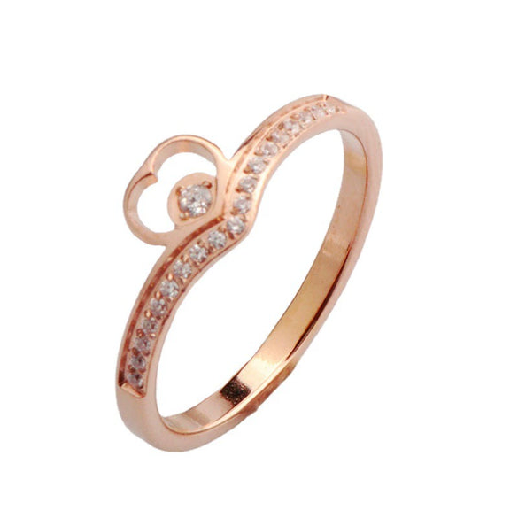 Fashion Heartshaped Titanium Steel Ring With Wave Pattern And Electroplating Treatment