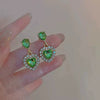Fashion High End Female Alloy Earrings With Heart Shaped Design And Diamond Accents