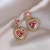 Fashion High End Female Alloy Earrings With Heart Shaped Design And Diamond Accents
