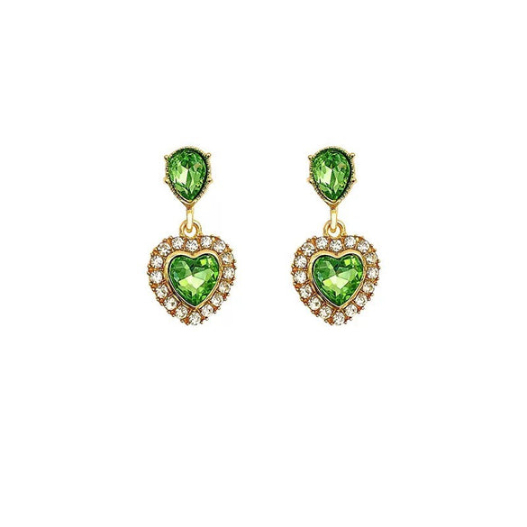 Fashion High End Female Alloy Earrings With Heart Shaped Design And Diamond Accents