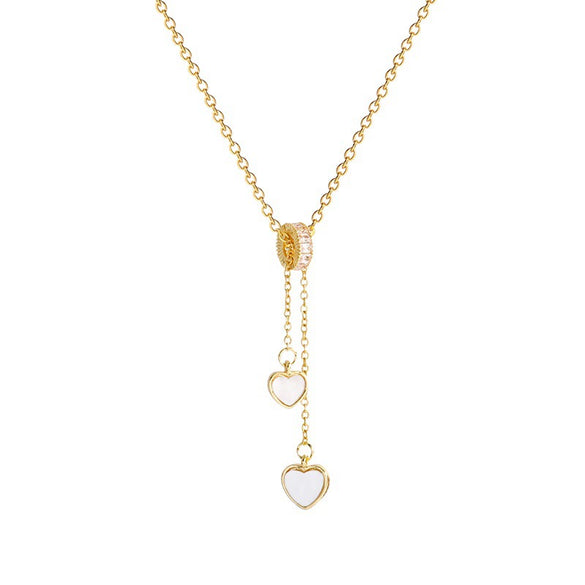 Fashion High End Female Copper And Stainless Steel Geometric Micro Inlaid Zircon Clavicle Necklace