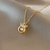 Fashion High End Female Copper And Stainless Steel Geometric Micro Inlaid Zircon Clavicle Necklace