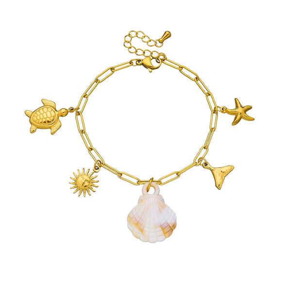 Fashion Highend Ocean Animal Zodiac Stainless Steel Goldplated Chain Bracelet