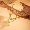 Fashion Highend Retro Doublelayered Goldplated Stainless Steel Palm Eye Pendant Necklace