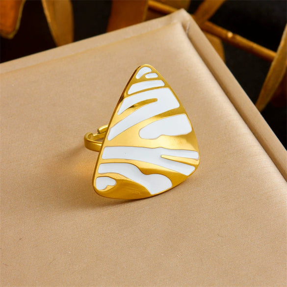 Fashion Highend Retro Stainless Steel Geometric Triangle Jewelry Electroplated Bracelet Ring