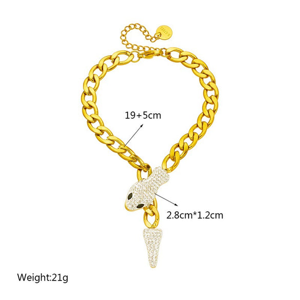Fashion Highend Snake Head Tail Jewelry Bracelet Stainless Steel Animal Zodiac Electroplated For Women
