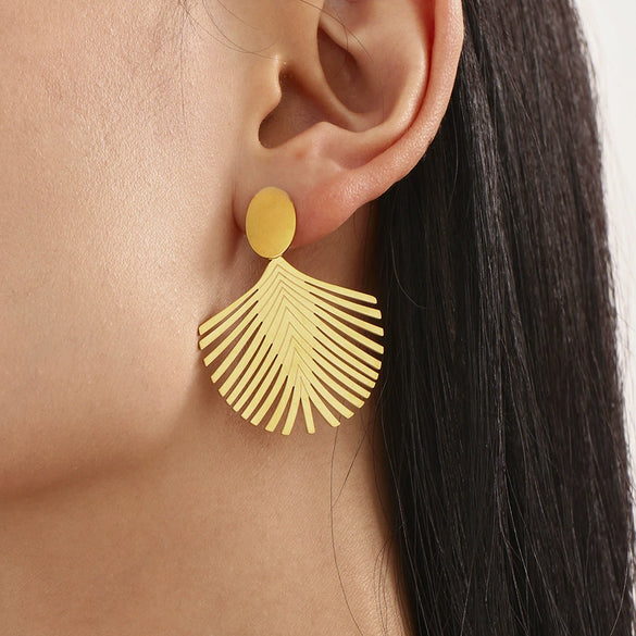Fashion Highend 316L Stainless Steel Goldplated Geometric Exaggerated Earrings For Women
