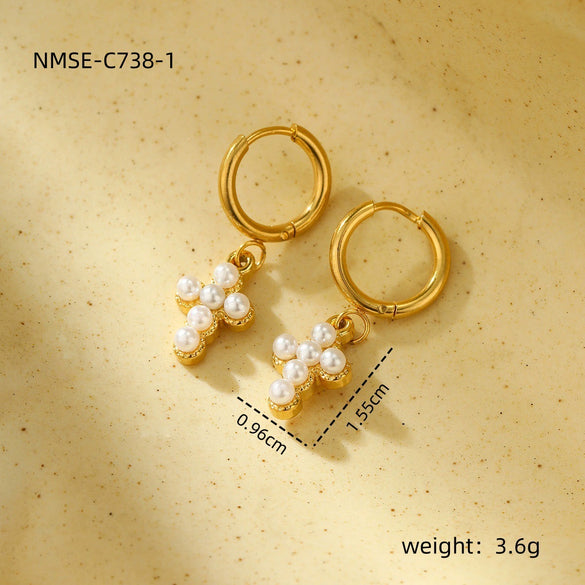 Fashion Highend Titanium Steel Geometric Cross Earrings For Women With Electroplating Treatment