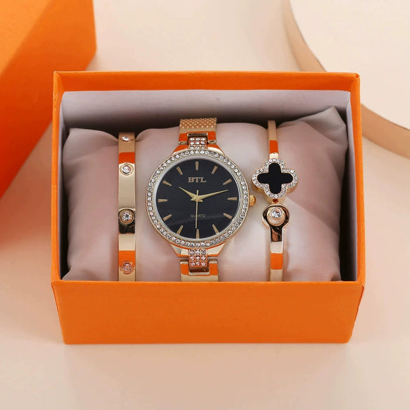 Fashion Highend Women's Alloy And Stainless Steel Waterproof Chain Watch With Round Dial