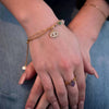 Fashion Highend Women's Stainless Steel And 18K Gold Bracelet With Zircon Inlaid Eyes Natural Stone Beads And Electroplating Treatment
