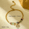 Fashion Highend Women's Stainless Steel And 18K Gold Bracelet With Zircon Inlaid Eyes Natural Stone Beads And Electroplating Treatment