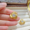 Fashion Highgrade Stainless Steel Flower Pattern Earrings With Diamond Design And Rose Gold Inlaid Zircon
