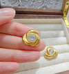 Fashion Highgrade Stainless Steel Flower Pattern Earrings With Diamond Design And Rose Gold Inlaid Zircon