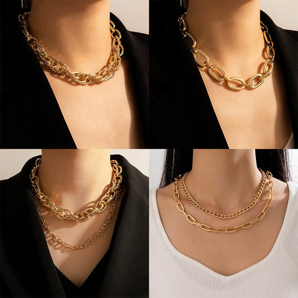Fashion Hiphop Alloy Geometric Singlelayer Clavicle Necklace With Electroplating Treatment