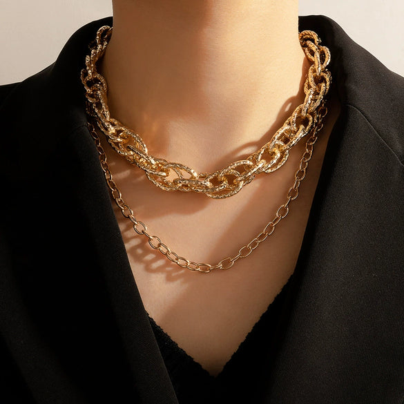 Fashion Hiphop Alloy Geometric Singlelayer Clavicle Necklace With Electroplating Treatment