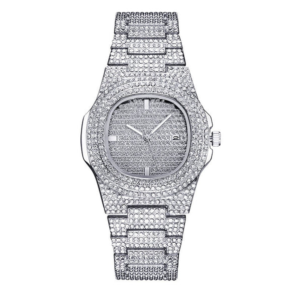 Fashion Hiphop Style Alloy And Stainless Steel Rectangle Dial Watch Bracelet Necklace Set