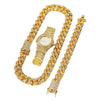 Fashion Hiphop Style Alloy And Stainless Steel Rectangle Dial Watch Bracelet Necklace Set