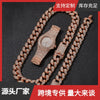 Fashion Hiphop Style Alloy And Stainless Steel Rectangle Dial Watch Bracelet Necklace Set
