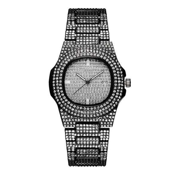 Fashion Hiphop Style Alloy And Stainless Steel Rectangle Dial Watch Bracelet Necklace Set