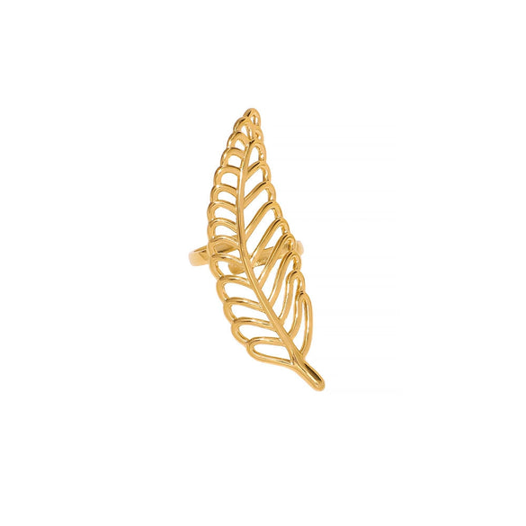 Fashion Hollow Asymmetric Blade Stainless Steel Ring With Twisted Line Cold Wind Personality Leaves Wave Geometric Pattern Electroplating For Women And Unisex