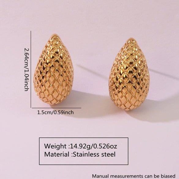 Fashion Hollow Dropshaped Stainless Steel Earrings Plated With Gold Minimalist Style