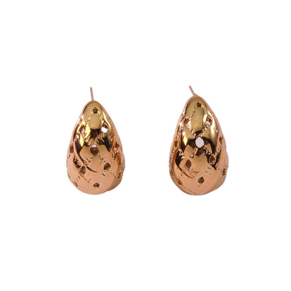 Fashion Hollow Dropshaped Stainless Steel Earrings Plated With Gold Minimalist Style