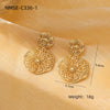 Fashion Hollow Flower Titanium Steel And Stainless Steel Earrings Vacuum Plated With 18K Gold