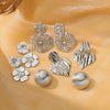 Fashion Hollow Flower Titanium Steel And Stainless Steel Earrings Vacuum Plated With 18K Gold