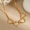 Fashion Hollow Heart And Geometric Pendant Necklace Stainless Steel 18K Gold Plated
