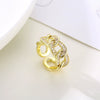 Fashion Hollow U Shaped Adjustable Open Ring Environmental Copper Zircon Natural Style Unisex Jewelry