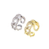 Fashion Hollow U Shaped Adjustable Open Ring Environmental Copper Zircon Natural Style Unisex Jewelry