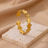 Fashion Hot Flower Stainless Steel Open Bracelet With Exaggerated Hollow Flower Leaves And Electroplating Treatment