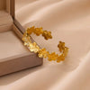 Fashion Hot Flower Stainless Steel Open Bracelet With Exaggerated Hollow Flower Leaves And Electroplating Treatment