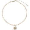 Fashion Imitation Pearl Bead Chain Necklace With Retro Cross Pendant Handmade Geometric Fairy Style Jewelry For Women