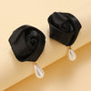 Fashion Imitation Pearl Fabric Rose Handmade Women's Earrings