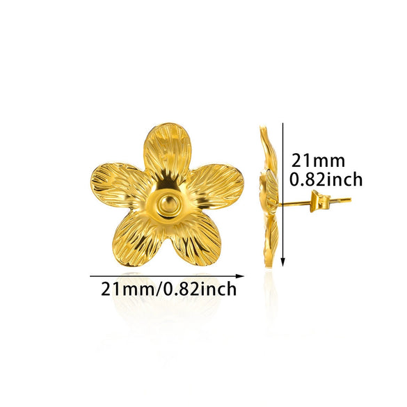 Fashion Imitation Pearl Stainless Steel 18K Gold Electroplated Women's Petal Earrings