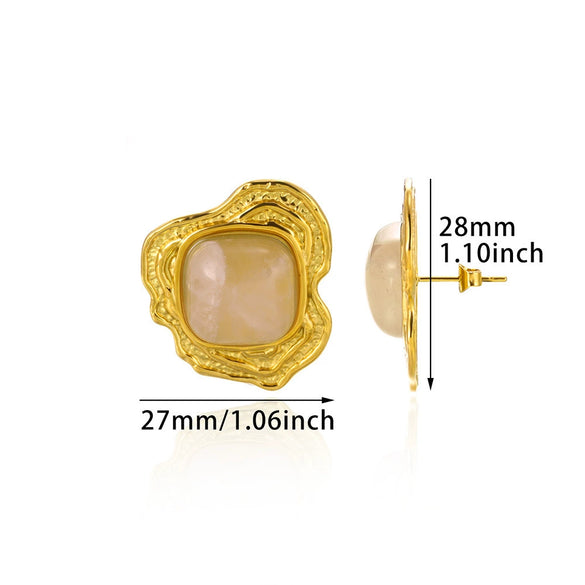 Fashion Imitation Pearl Stainless Steel 18K Gold Electroplated Women's Petal Earrings