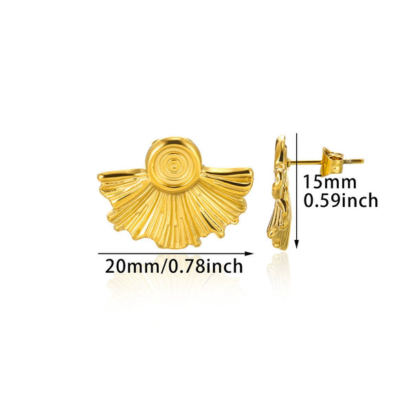 Fashion Imitation Pearl Stainless Steel 18K Gold Electroplated Women's Petal Earrings
