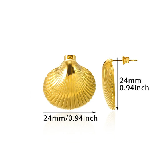 Fashion Imitation Pearl Stainless Steel 18K Gold Electroplated Women's Petal Earrings