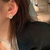 Fashion Inlaid Diamond Oval Earring Simple Alloy Ear Studs