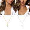 Fashion Ins Creative Mini Cross Collarbone Necklace Copper Artificial Crystal Geometric Electroplated Ochain