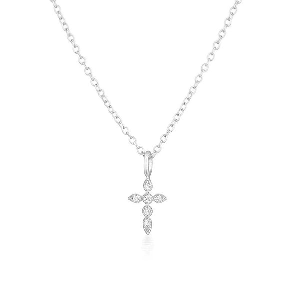 Fashion Ins Creative Mini Cross Collarbone Necklace Copper Artificial Crystal Geometric Electroplated Ochain