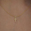 Fashion Ins Creative Mini Cross Collarbone Necklace Copper Artificial Crystal Geometric Electroplated Ochain