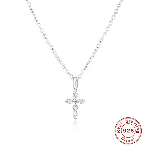 Fashion Ins Creative Mini Cross Collarbone Necklace Copper Artificial Crystal Geometric Electroplated Ochain