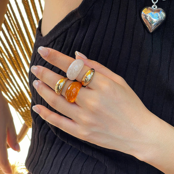 Fashion Ins Geometric Alloy Glazed Ring With Electroplating For Women