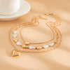 Fashion Ins Metal Love Pendant Necklace Alloy Copper Iron Imitation Pearls Cross Chain Electroplating For Women