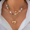 Fashion Ins Metal Love Pendant Necklace Alloy Copper Iron Imitation Pearls Cross Chain Electroplating For Women