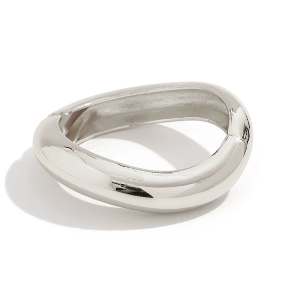 Fashion Ins Metal Smooth Wide Geometric Spring Buckle Electroplated Bracelet